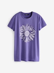 Yours Curve Purple Placement Print T-Shirt - Image 5 of 5