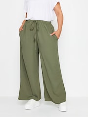Yours Curve Green Washed Twill Trousers - Image 1 of 5