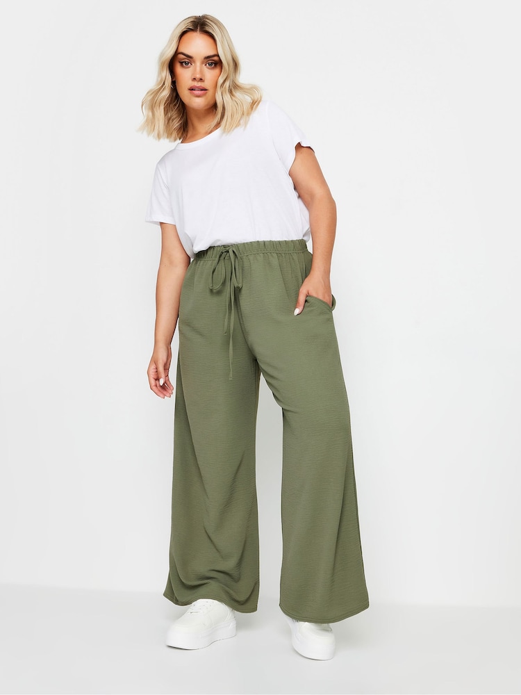 Yours Curve Green Washed Twill Trousers - Image 2 of 5 Yours Curve Green Washed Twill Trousers - Image 2 of 5