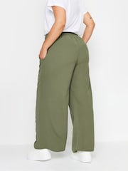 Yours Curve Green Washed Twill Trousers - Image 3 of 5