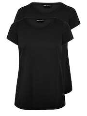 Yours Curve Black Core Basic T-Shirts 2 Pack - Image 6 of 6