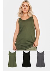 Yours Curve Light Black Core Basic Vests 3 Pack - Image 1 of 6