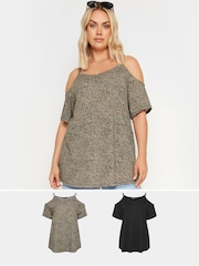 Yours Curve Cold Shoulder Tops 2 Pack - Bild 1 von 8