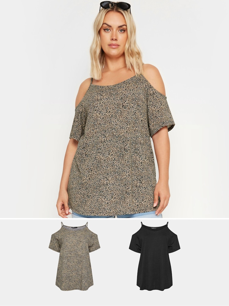 Yours Curve Cold Shoulder Tops 2 Pack - Bild 1 von 8