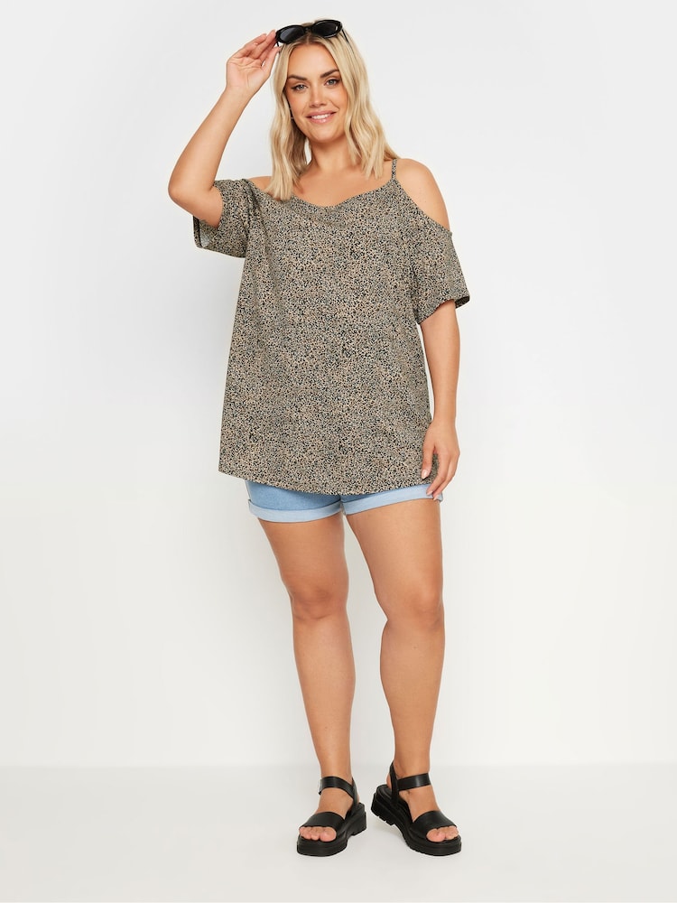 Yours Curve Dark Black Cold Shoulder Tops 2 Pack - Image 3 of 8