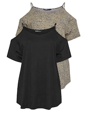 Yours Curve Cold Shoulder Tops 2 Pack - Bild 8 von 8