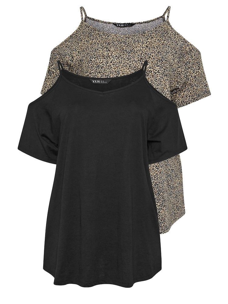 Yours Curve Cold Shoulder Tops 2 Pack - Bild 8 von 8