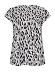 Yours Curve Grey Leopard Print Grown On Sleeve 100% Cotton T-Shirt - Image 5 of 5