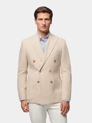 Peckham Rye Cream Regular Fit Linen Herringbone Jacket - Image 1 of 12