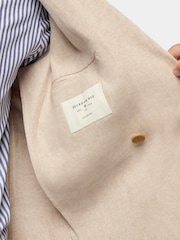 Peckham Rye Cream Regular Fit Linen Herringbone Jacket - Image 10 of 12