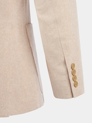 Peckham Rye Cream Regular Fit Linen Herringbone Jacket - Image 11 of 12