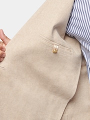 Peckham Rye Cream Regular Fit Linen Herringbone Jacket - Image 12 of 12