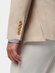 Peckham Rye Cream Regular Fit Linen Herringbone Jacket - Image 3 of 12