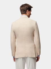 Peckham Rye Cream Regular Fit Linen Herringbone Jacket - Image 4 of 12