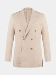 Peckham Rye Cream Regular Fit Linen Herringbone Jacket - Image 5 of 12