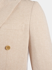 Peckham Rye Cream Regular Fit Linen Herringbone Jacket - Image 7 of 12