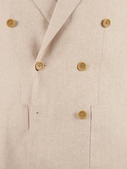 Peckham Rye Cream Regular Fit Linen Herringbone Jacket - Image 8 of 12