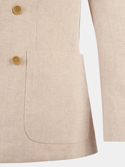 Peckham Rye Cream Regular Fit Linen Herringbone Jacket - Image 9 of 12