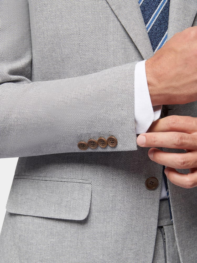 Peckham Rye Grey Regular Fit Linen Blend Jacket - Image 3 of 8