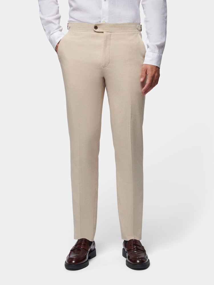Crème - Peckham Rye Regular Fit Linen Blend Trousers - Image 1 of 5