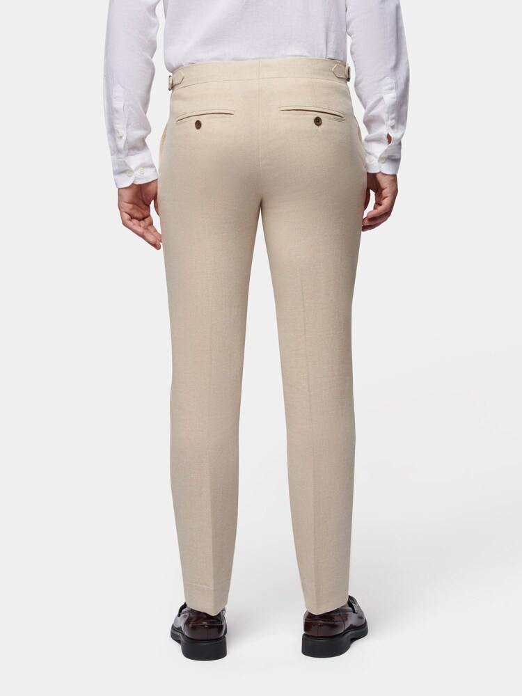 Crème - Peckham Rye Regular Fit Linen Blend Trousers - Image 4 of 5
