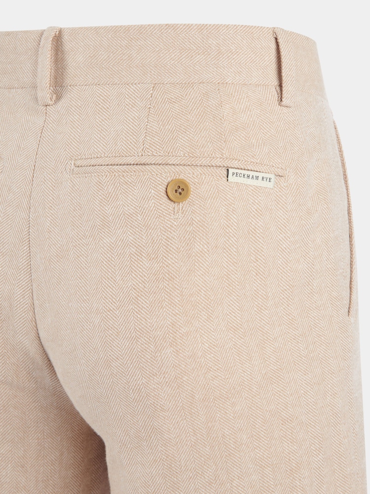 Peckham Rye Cream Linen Blend Herringbone Shorts - Image 10 of 10