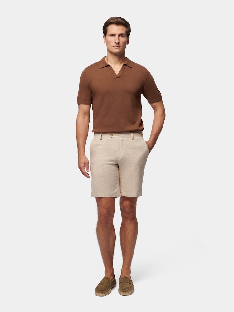 Peckham Rye Cream Linen Blend Herringbone Shorts - Image 2 of 10