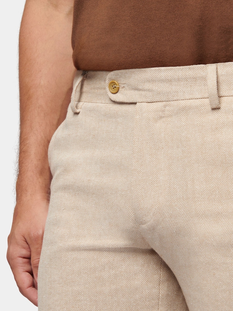 Peckham Rye Cream Linen Blend Herringbone Shorts - Image 5 of 10