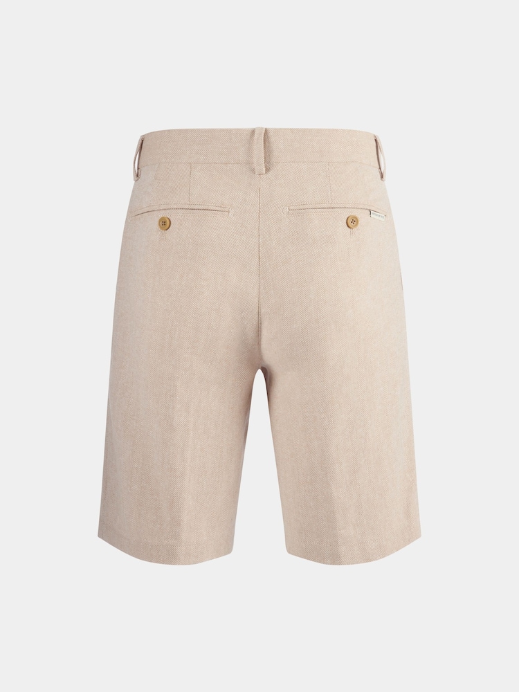 Peckham Rye Cream Linen Blend Herringbone Shorts - Image 8 of 10