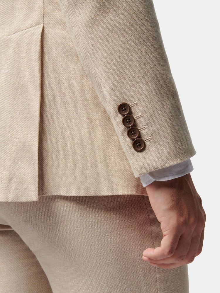 Peckham Rye Cream Regular Fit Linen Blend Jacket - Image 3 of 8