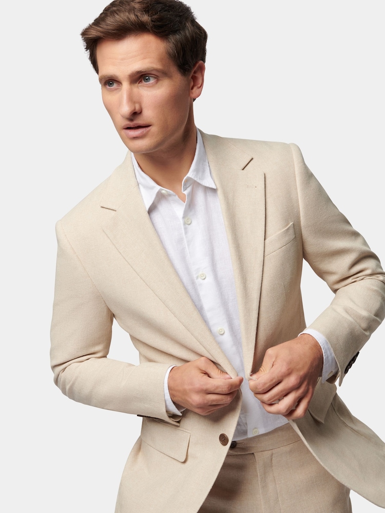 Peckham Rye Cream Regular Fit Linen Blend Jacket - Image 5 of 8