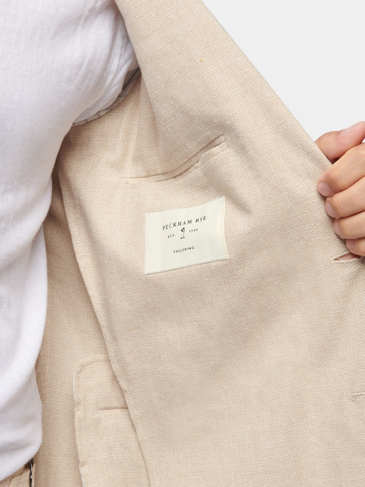 Peckham Rye Cream Regular Fit Linen Blend Jacket - Image 6 of 8