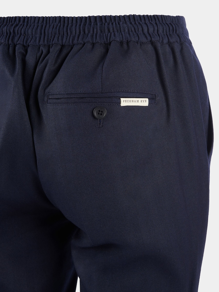 Peckham Rye Blue Drawstring Herringbone Trousers - Image 10 of 10