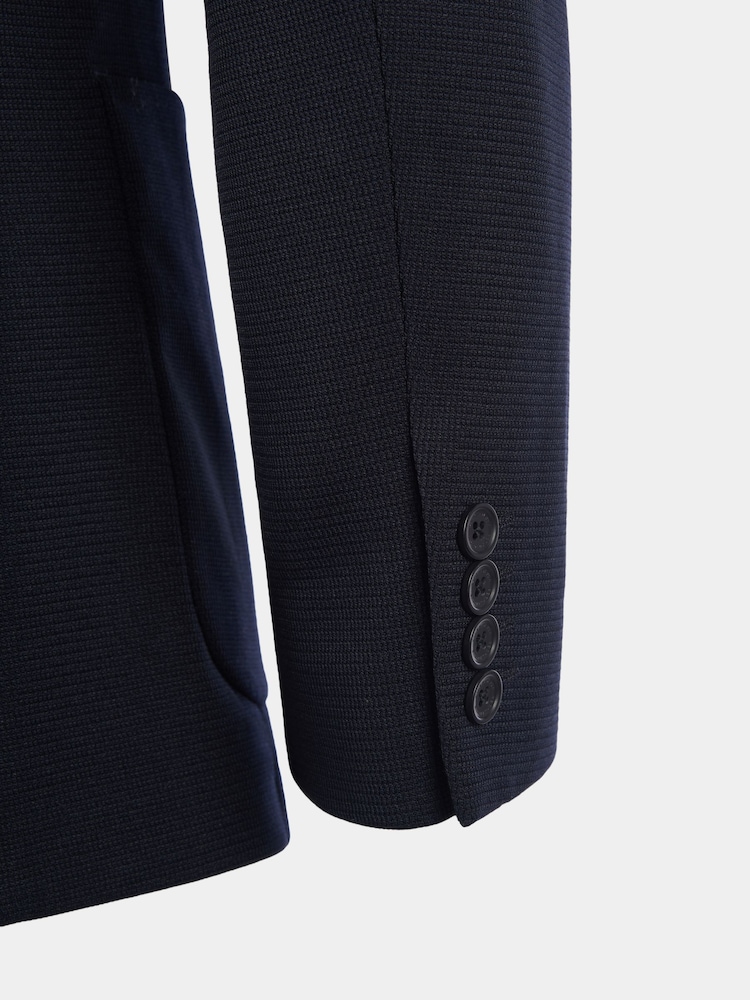 Peckham Rye Blue Waffle Knit Regular Fit Jacket - Image 12 of 12