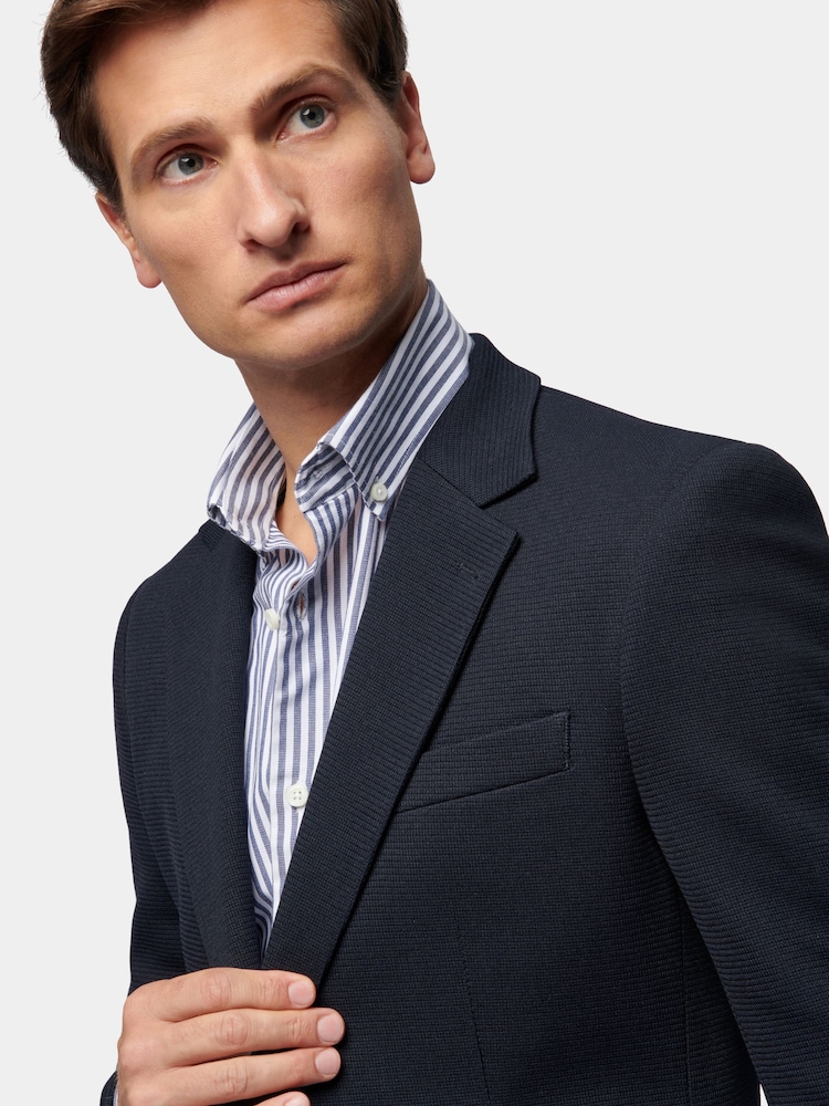 Peckham Rye Blue Waffle Knit Regular Fit Jacket - Image 4 of 12