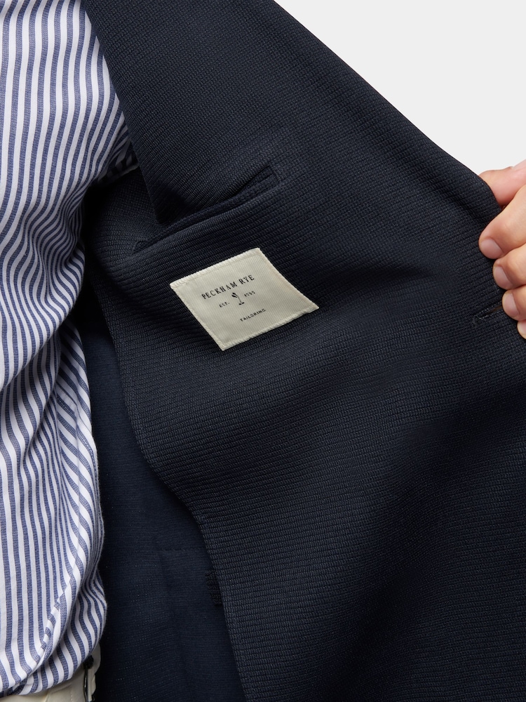 Peckham Rye Blue Waffle Knit Regular Fit Jacket - Image 8 of 12