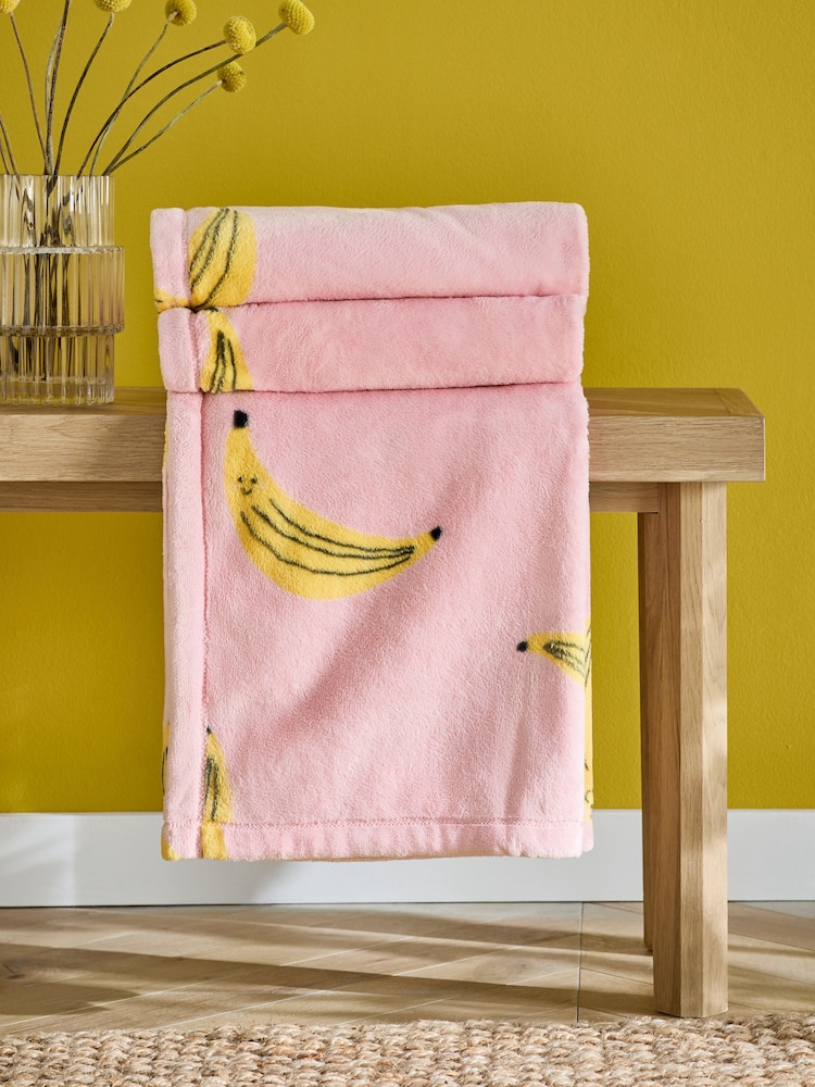 Pink Banana Fleece Throw - Image 2 of 5
