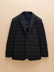 Joules Navy Slim Fit Check Blazer - Image 11 of 11