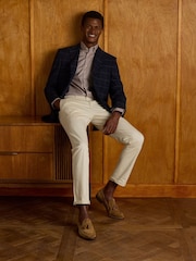 Joules Navy Slim Fit Check Blazer - Image 4 of 11