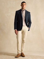 Joules Navy Slim Fit Check Blazer - Image 5 of 11