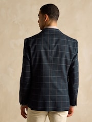 Joules Navy Slim Fit Check Blazer - Image 6 of 11