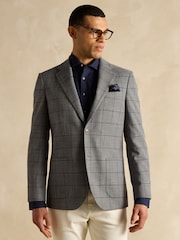 Joules Grey Slim Fit Check Blazer - Image 1 of 11