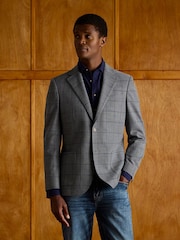 Joules Grey Slim Fit Check Blazer - Image 2 of 11