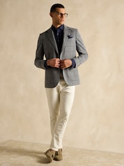 Joules Grey Slim Fit Check Blazer - Image 5 of 11