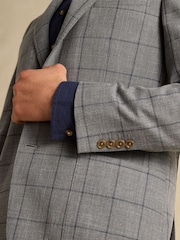 Joules Grey Slim Fit Check Blazer - Image 8 of 11