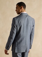 Joules Chambray Blue Slim Fit Suit Jacket - Image 4 of 9