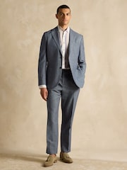 Joules Chambray Blue Slim Fit Suit Jacket - Image 5 of 9