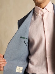 Joules Chambray Blue Slim Fit Suit Jacket - Image 8 of 9