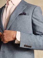 Joules Chambray Blue Slim Fit Suit Jacket - Image 9 of 9