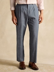 Joules Chambray Blue Slim Fit Suit Trousers - Image 3 of 9